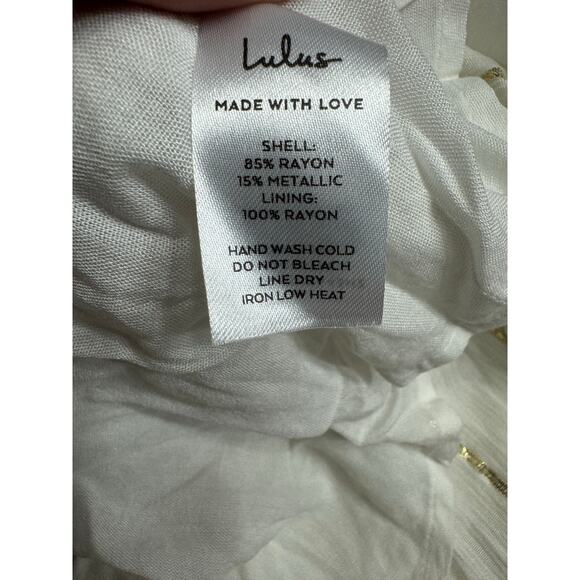 Lulus NWT Mini Dress Womens Small Ivory Gold Metallic Stripe Dolman Sleeves - Picture 5 of 6